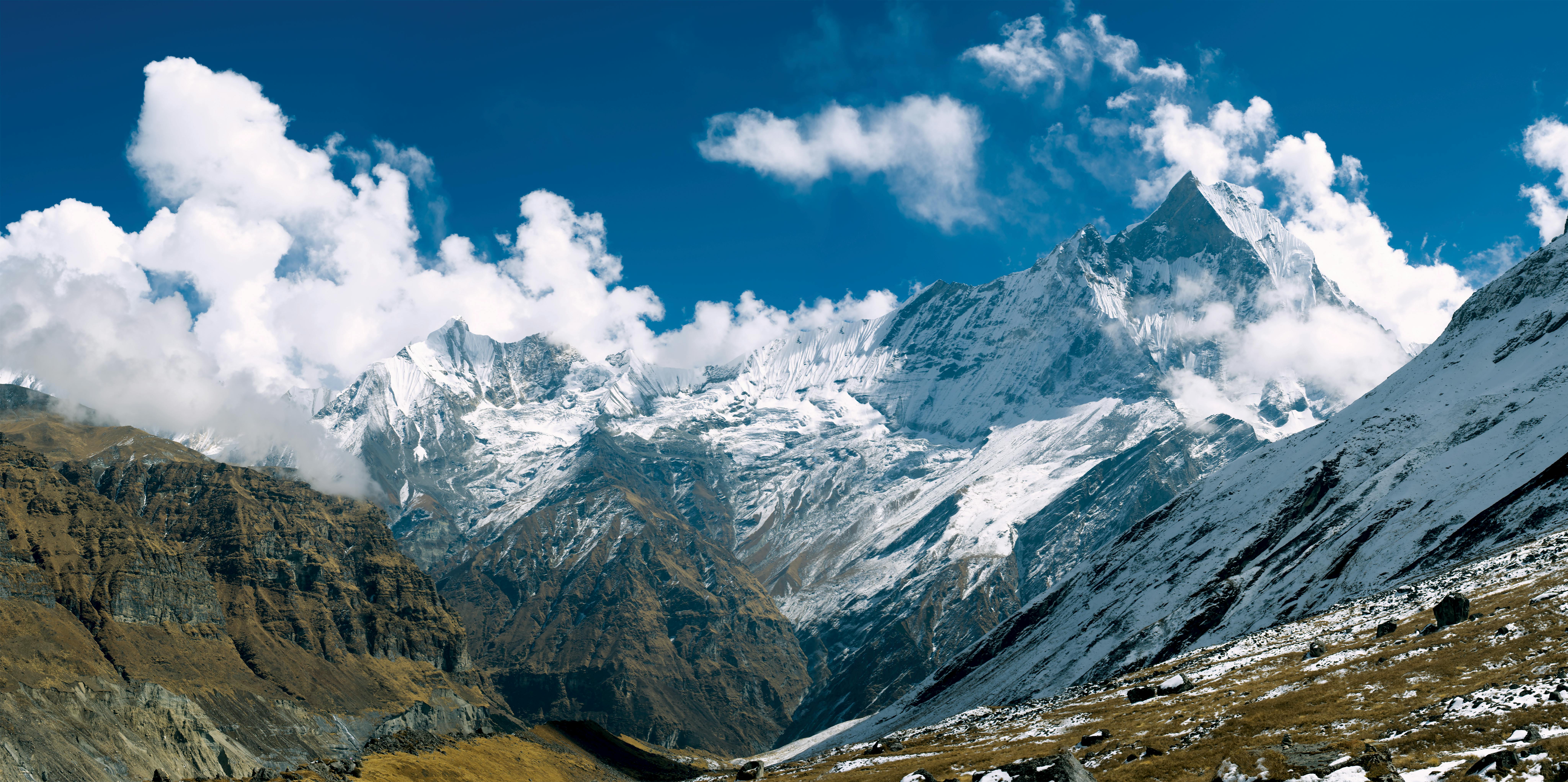Snowy mountain ridge